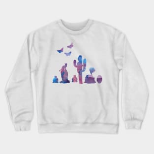 cacti, cat and butterflies Crewneck Sweatshirt